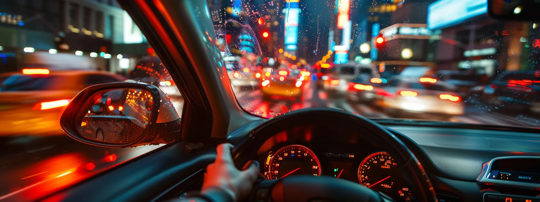 a driver struggling to keep the car steady on the road during a driving test in new york.