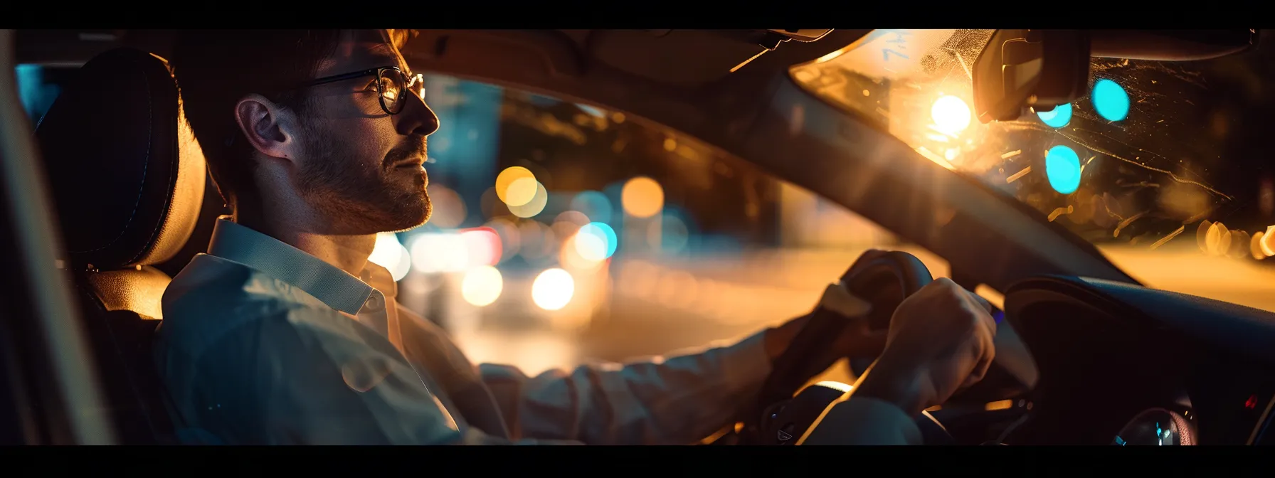 a person sitting behind the wheel of a car, waiting for the road test to begin.